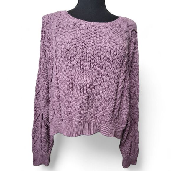 wild fable Tops - Purple Crop Top Sweater Women's XL Coastal Grandmother Preppy Knit Y2K Academia